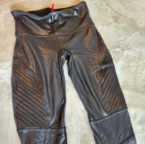 Spanx Faux Leather Moto Leggings in Very Black - Picture 7 of 9